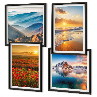 Set de cuadros modernos para salón Paisajes de montañas y mares en el oeste