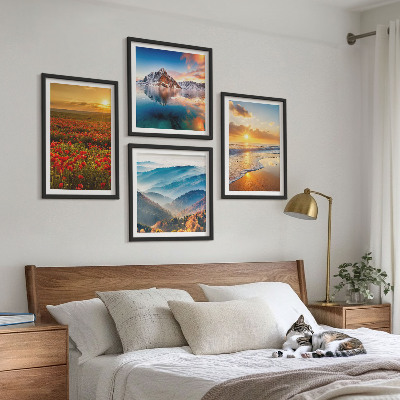 Set de cuadros modernos para salón Paisajes de montañas y mares en el oeste