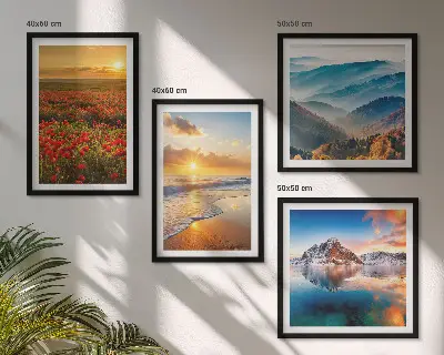 Set de cuadros modernos para salón con paisajes de montañas y mares del oeste