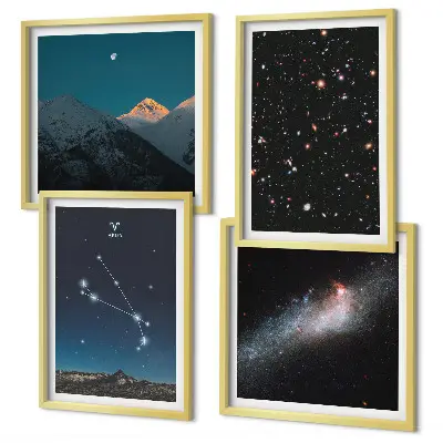 Set de 4 cuadros para salón con diseño de paisajes cósmicos de galaxias