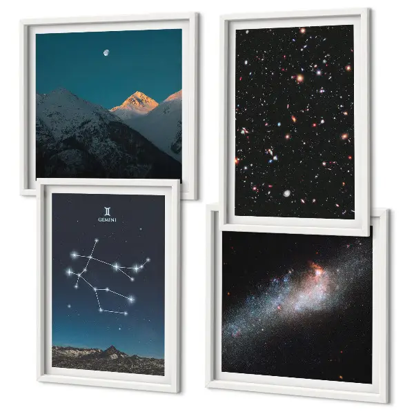 Set de cuadros modernos para salón diseño de estrellas gemelas de la galaxia