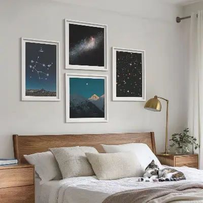 Set de cuadros modernos para salón diseño de estrellas gemelas de la galaxia