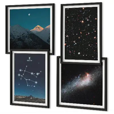 Set de cuadros modernos para salón diseño de estrellas gemelas de la galaxia