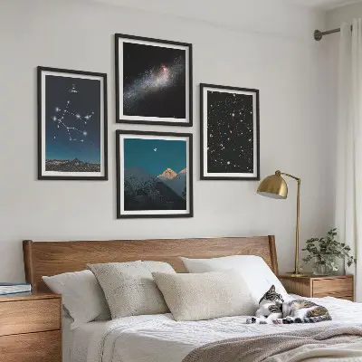 Set de cuadros modernos para salón diseño de estrellas gemelas de la galaxia