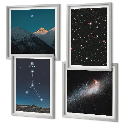 Set de 4 cuadros para salón con diseño de constelación de galaxias espaciales Cáncer