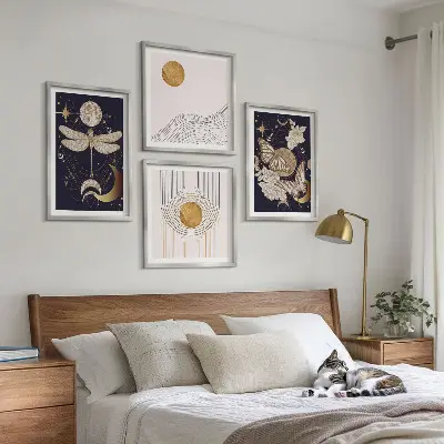 Set de cuadros modernos para salón con motivos de la naturaleza y la luna