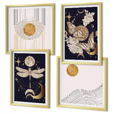 Set de cuadros modernos para salón con motivos de la naturaleza y la luna