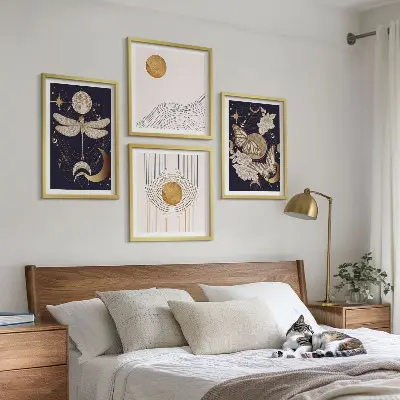 Set de cuadros modernos para salón con motivos de la naturaleza y la luna