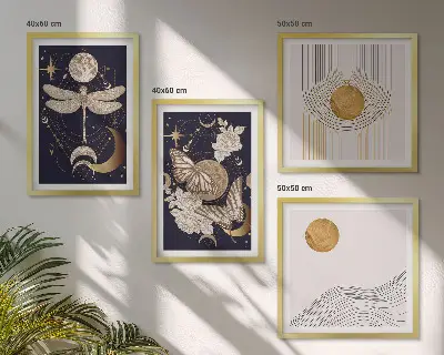 Set de cuadros modernos para salón con motivos de la naturaleza y la luna