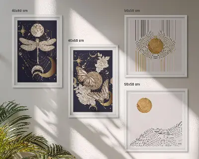Set de cuadros modernos para salón con motivos de la naturaleza y la luna