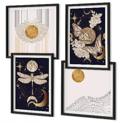 Set de cuadros modernos para salón con motivos de la naturaleza y la luna