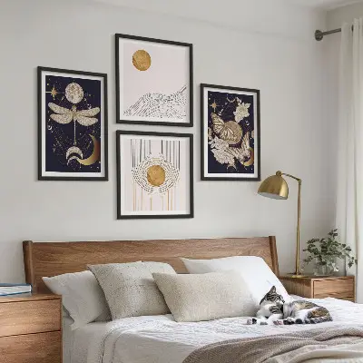 Set de cuadros modernos para salón con motivos de la naturaleza y la luna
