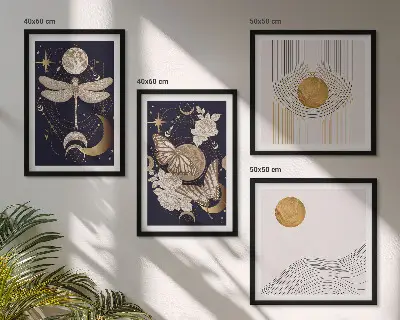 Set de cuadros modernos para salón con motivos de la naturaleza y la luna
