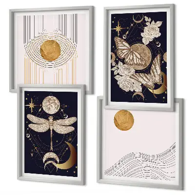 Set de cuadros modernos para salón con motivos de la naturaleza y la luna
