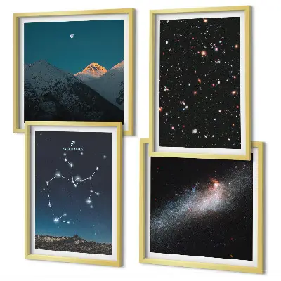 Set de cuadros modernos para salón con motivos de galaxias, constelaciones y espacio de Sagitario