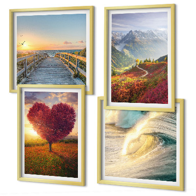 Galería de pared Paisajes montañas olas árbol corazón muelle