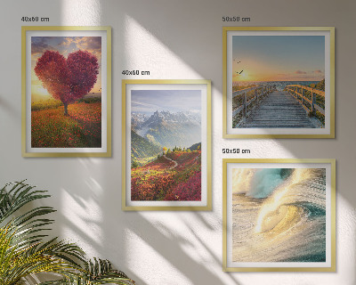 Galería de pared Paisajes montañas olas árbol corazón muelle