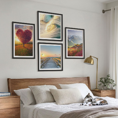 Galería de pared Paisajes montañas olas árbol corazón muelle