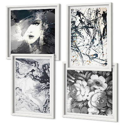 Set de cuadros modernos para salón Patrones abstractos en blanco y negro