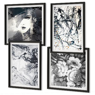 Set de cuadros modernos para salón Patrones abstractos en blanco y negro