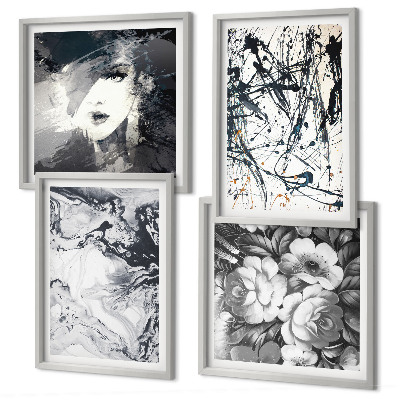 Set de cuadros modernos para salón Patrones abstractos en blanco y negro