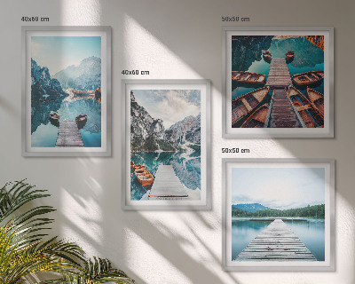 Galería de pared Muelles de madera del lago, barcos