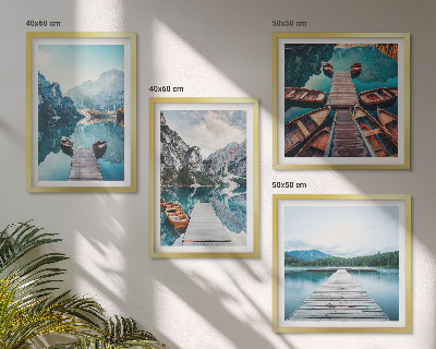 Galería de pared Muelles de madera del lago, barcos