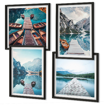 Galería de pared Muelles de madera del lago, barcos