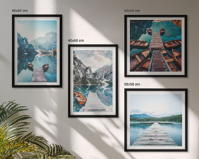 Galería de pared Muelles de madera del lago, barcos