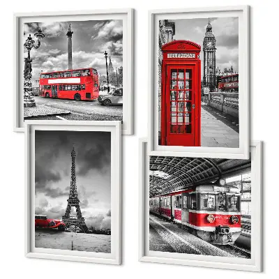 Galería de pared ciudades emblemáticas de Londres, París y ferrocarril