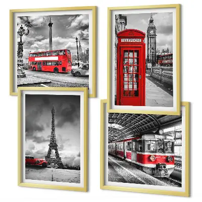 Galería de pared ciudades emblemáticas de Londres, París y ferrocarril
