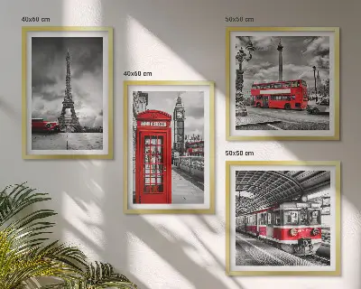 Galería de pared ciudades emblemáticas de Londres, París y ferrocarril