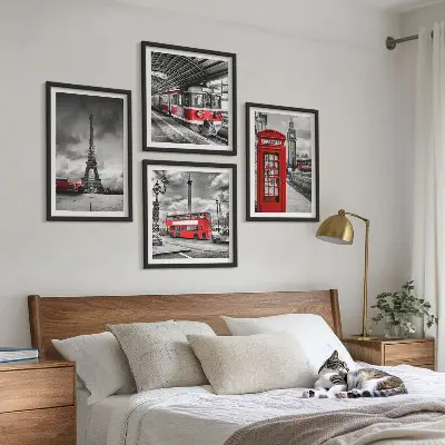 Galería de pared ciudades emblemáticas de Londres, París y ferrocarril