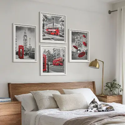 Galería de pared hojas de ginkgo sobre fondo claro