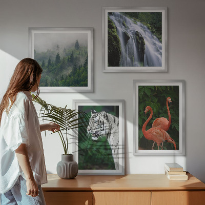 Set de cuadros modernos para salón Cascada del tigre flamencos naturaleza