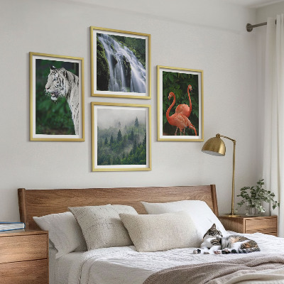 Set de cuadros modernos para salón Cascada del tigre flamencos naturaleza