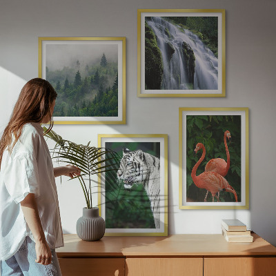 Set de cuadros modernos para salón Cascada del tigre flamencos naturaleza