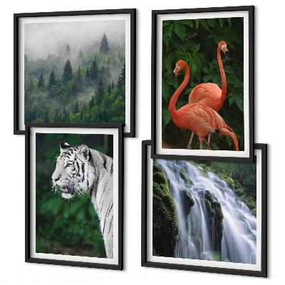 Set de cuadros modernos para salón Cascada del tigre flamencos naturaleza