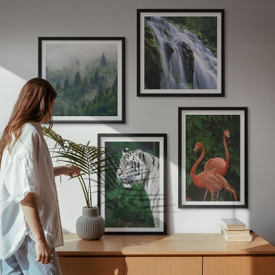 Set de cuadros modernos para salón Cascada del tigre flamencos naturaleza