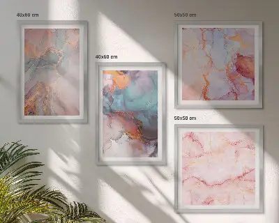 Set de 4 cuadros para salón con patrones abstractos en tonos pastel
