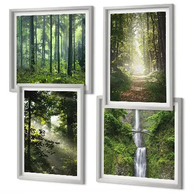Galería de pared bosques verdes con rayos de luz