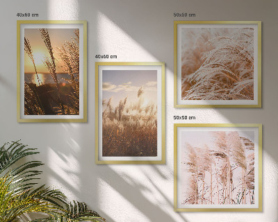 Set de cuadros modernos para salón atardecer bohemio en un campo de hierba