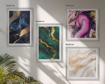 Set de 4 cuadros para salón con diseño de mármol abstracto