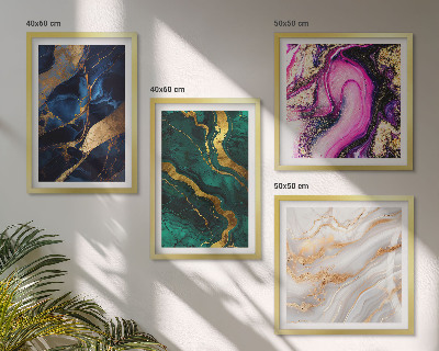 Set de 4 cuadros para salón Mármol abstracto con pinturas