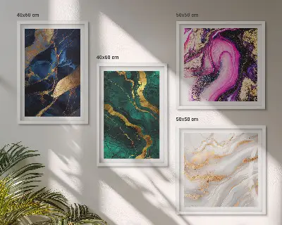 Set de 4 cuadros para salón con diseño de mármol abstracto