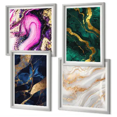 Set de 4 cuadros para salón con diseño de mármol abstracto