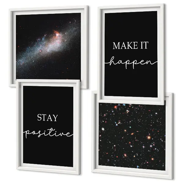 Set de cuadros modernos para salón con eslóganes motivacionales de estrellas y espacio