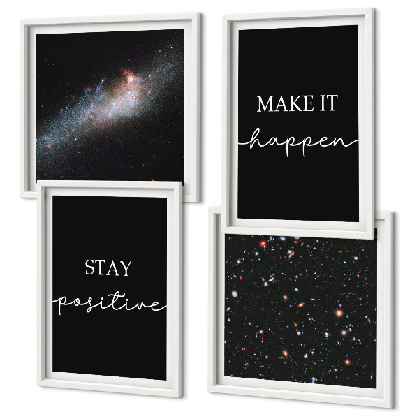 Set de cuadros modernos para salón Eslóganes motivacionales estrellas espacio