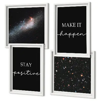 Set de cuadros modernos para salón con eslóganes motivacionales de estrellas y espacio