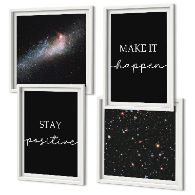 Set de cuadros modernos para salón Eslóganes motivacionales estrellas espacio